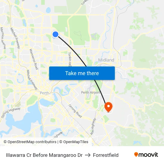 Illawarra Cr Before Marangaroo Dr to Forrestfield map