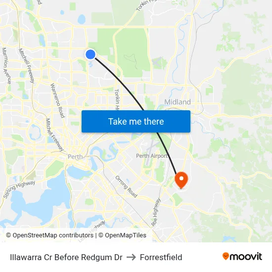 Illawarra Cr Before Redgum Dr to Forrestfield map
