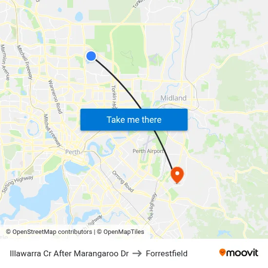 Illawarra Cr After Marangaroo Dr to Forrestfield map