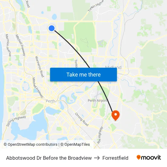 Abbotswood Dr Before the Broadview to Forrestfield map