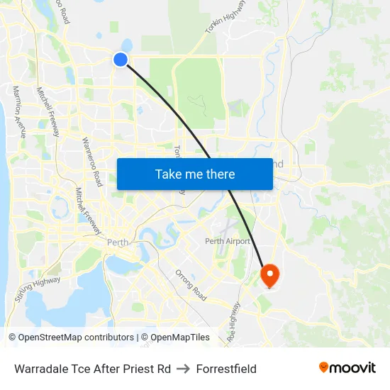 Warradale Tce After Priest Rd to Forrestfield map
