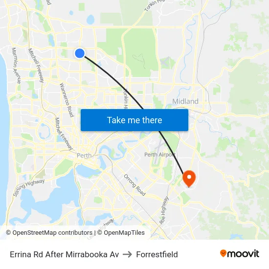Errina Rd After Mirrabooka Av to Forrestfield map