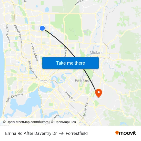 Errina Rd After Daventry Dr to Forrestfield map
