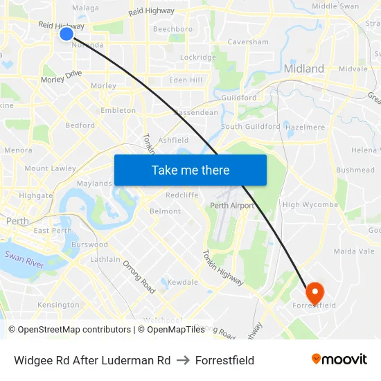 Widgee Rd After Luderman Rd to Forrestfield map