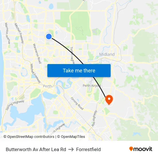 Butterworth Av After Lea Rd to Forrestfield map