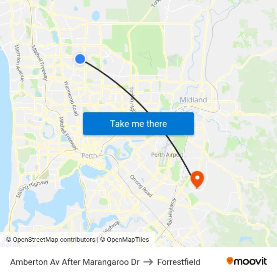 Amberton Av After Marangaroo Dr to Forrestfield map