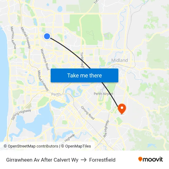 Girrawheen Av After Calvert Wy to Forrestfield map