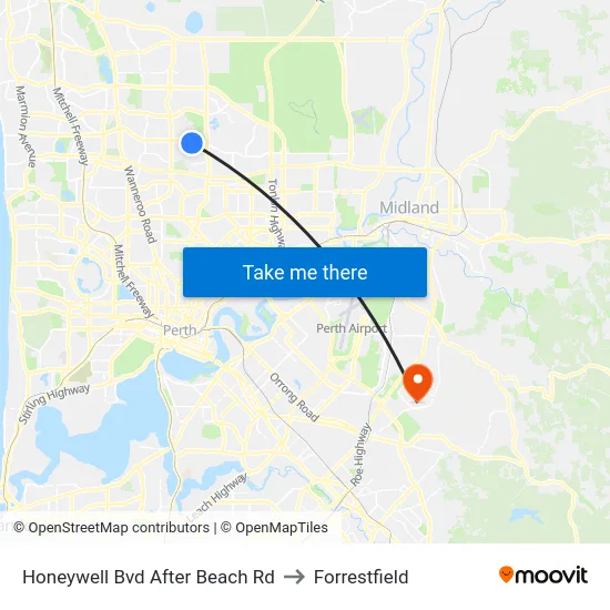 Honeywell Bvd After Beach Rd to Forrestfield map