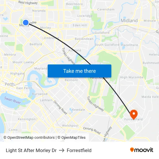 Light St After Morley Dr to Forrestfield map