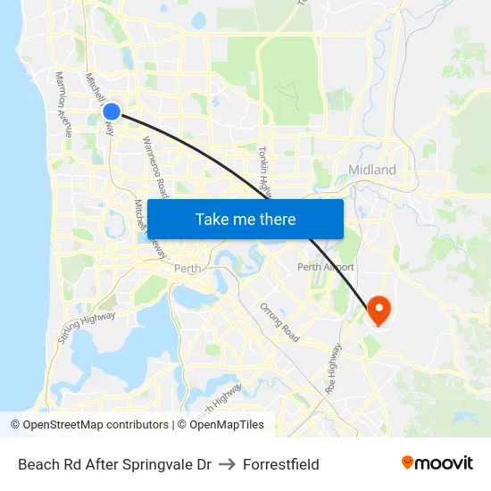 Beach Rd After Springvale Dr to Forrestfield map