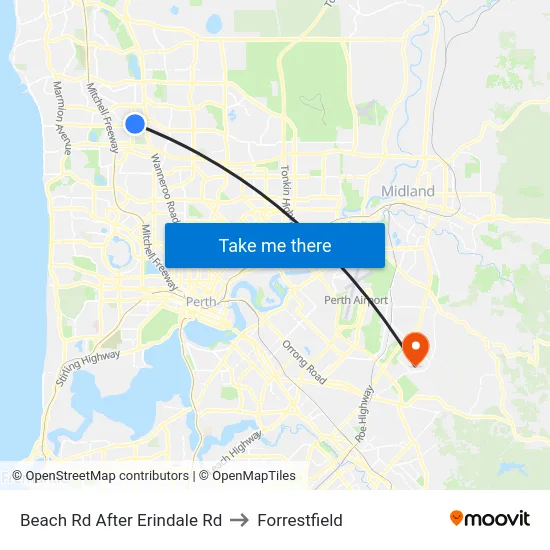 Beach Rd After Erindale Rd to Forrestfield map