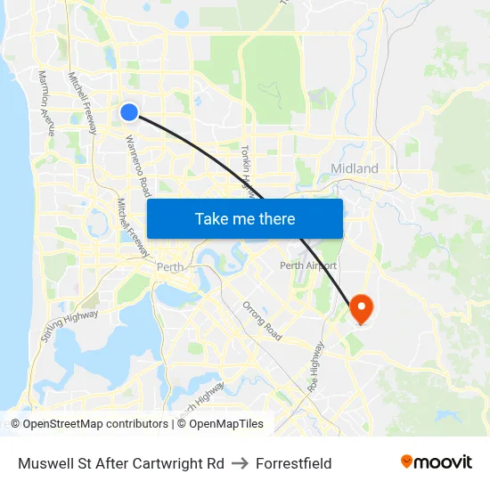 Muswell St After Cartwright Rd to Forrestfield map
