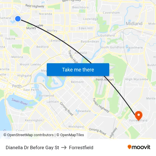Dianella Dr Before Gay St to Forrestfield map