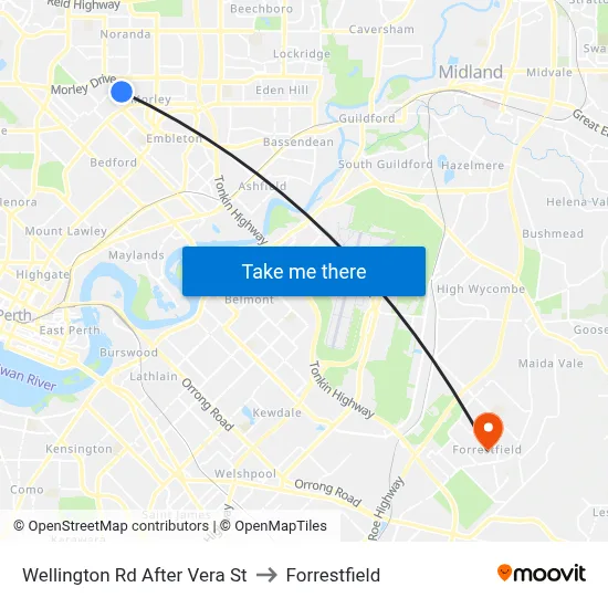 Wellington Rd After Vera St to Forrestfield map