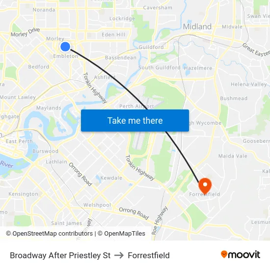 Broadway   After Priestley St to Forrestfield map