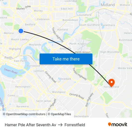 Hamer Pde After Seventh Av to Forrestfield map
