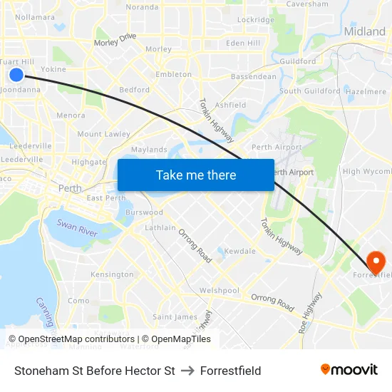 Stoneham St Before Hector St to Forrestfield map