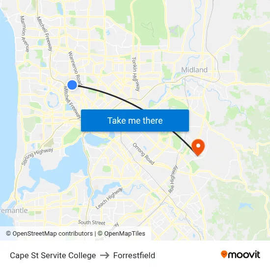 Cape St Servite College to Forrestfield map