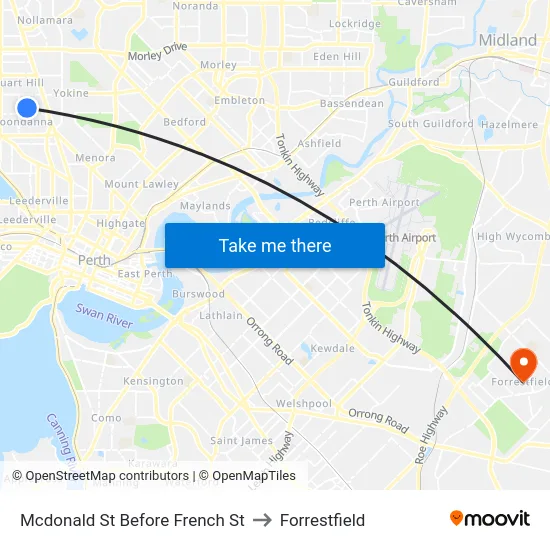Mcdonald St Before French St to Forrestfield map
