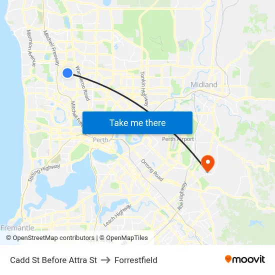 Cadd St Before Attra St to Forrestfield map