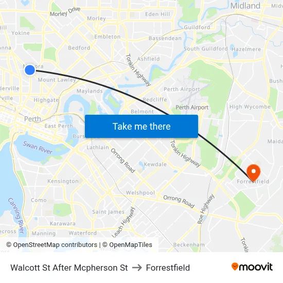 Walcott St After Mcpherson St to Forrestfield map