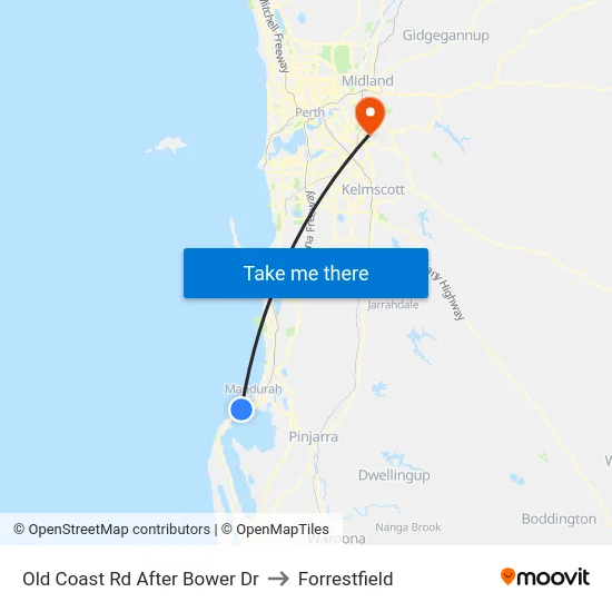 Old Coast Rd After Bower Dr to Forrestfield map