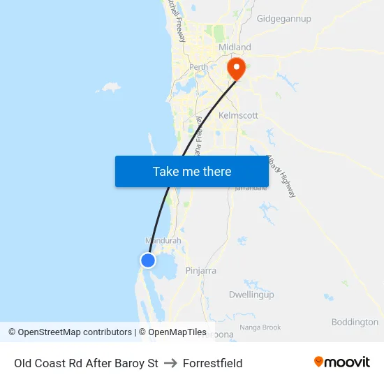 Old Coast Rd After Baroy St to Forrestfield map