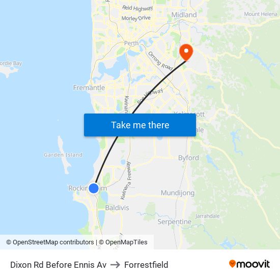 Dixon Rd Before Ennis Av to Forrestfield map