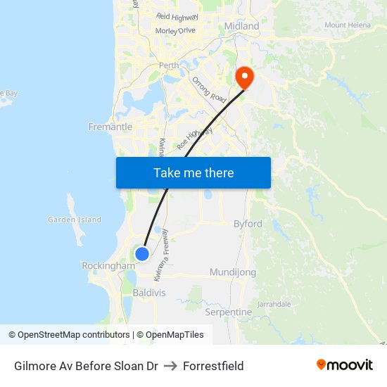 Gilmore Av Before Sloan Dr to Forrestfield map