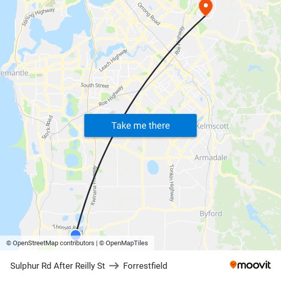 Sulphur Rd After Reilly St to Forrestfield map