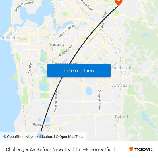 Challenger Av Before Newstead Cr to Forrestfield map