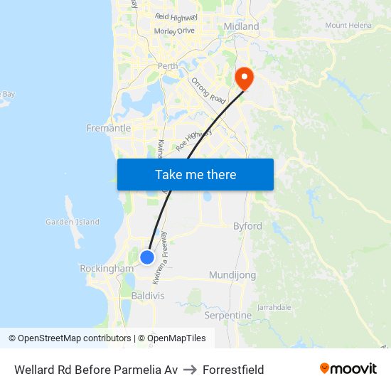 Wellard Rd Before Parmelia Av to Forrestfield map