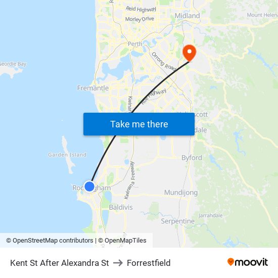 Kent St After Alexandra St to Forrestfield map