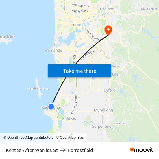 Kent St After Wanliss St to Forrestfield map