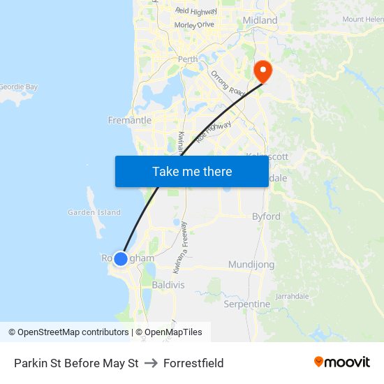 Parkin St Before May St to Forrestfield map