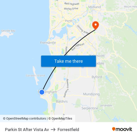 Parkin St After Vista Av to Forrestfield map