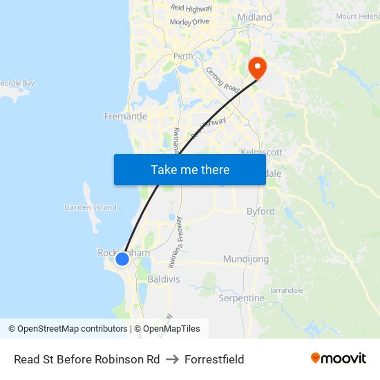 Read St Before Robinson Rd to Forrestfield map