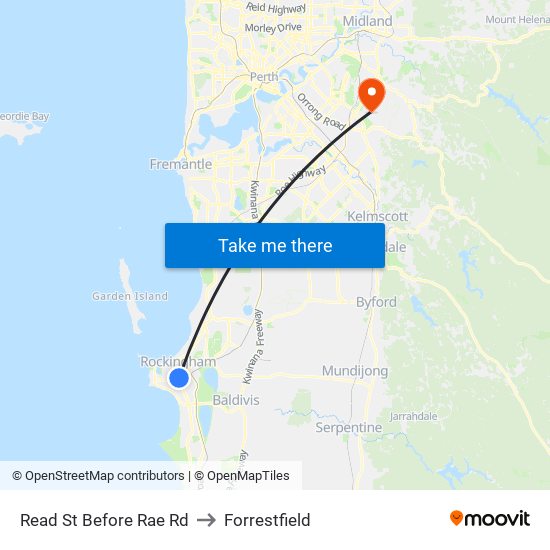 Read St Before Rae Rd to Forrestfield map