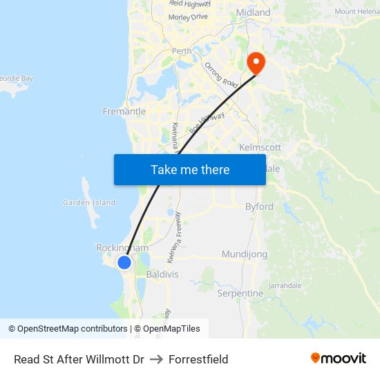 Read St After Willmott Dr to Forrestfield map