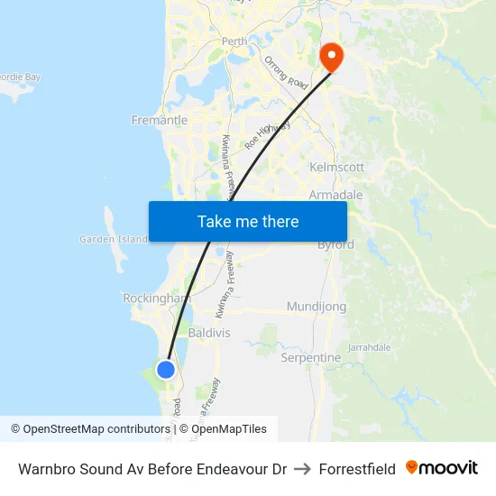 Warnbro Sound Av Before Endeavour Dr to Forrestfield map