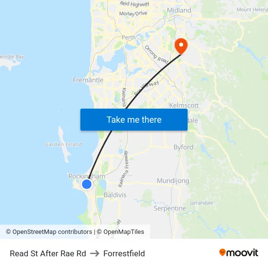 Read St After Rae Rd to Forrestfield map