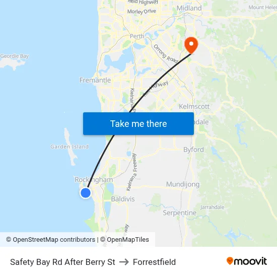 Safety Bay Rd After Berry St to Forrestfield map