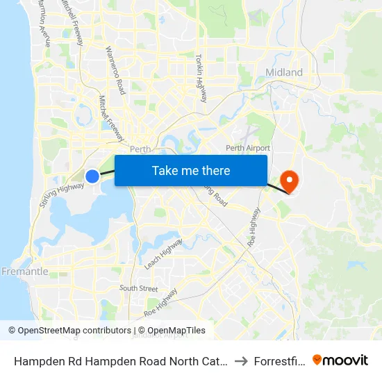 Hampden Rd Hampden Road North Cat Id 130 to Forrestfield map