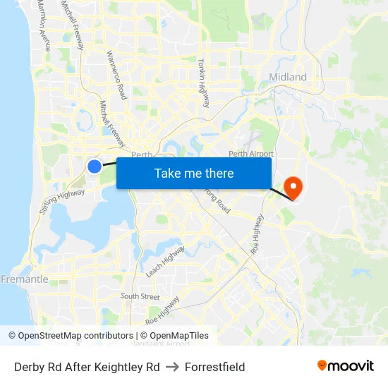 Derby Rd After Keightley Rd to Forrestfield map