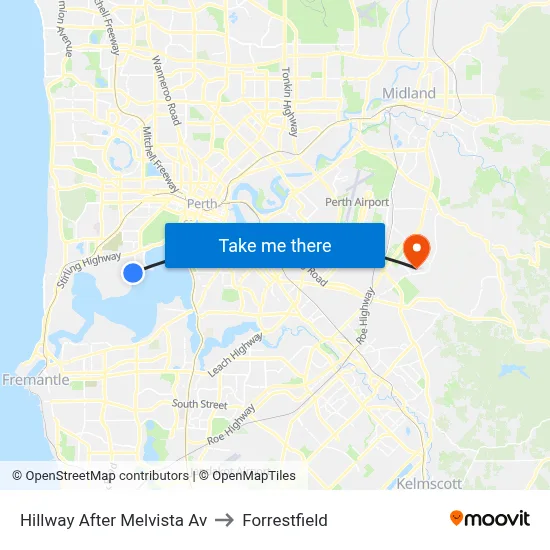 Hillway   After Melvista Av to Forrestfield map