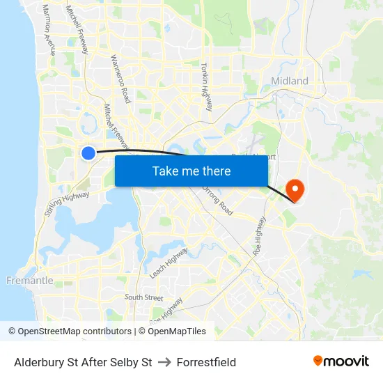 Alderbury St After Selby St to Forrestfield map