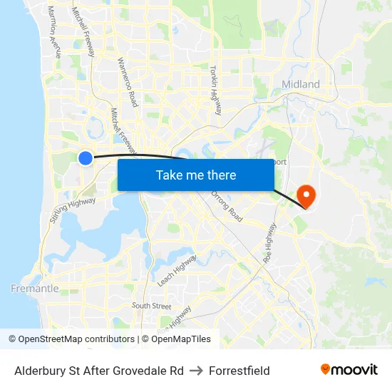 Alderbury St After Grovedale Rd to Forrestfield map