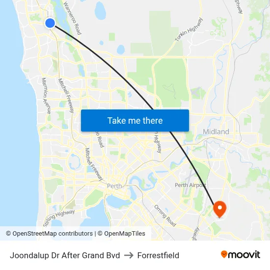 Joondalup Dr After Grand Bvd to Forrestfield map