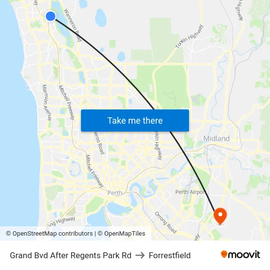 Grand Bvd After Regents Park Rd to Forrestfield map