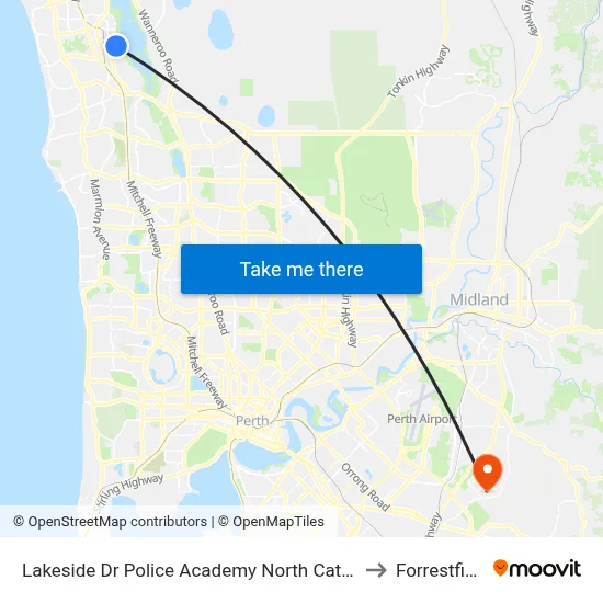 Lakeside Dr Police Academy North Cat Id 7 to Forrestfield map